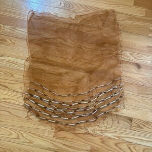 Elegant Organza Brown Sheer Scarf